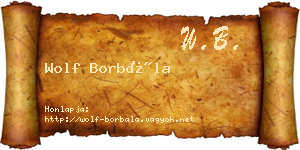 Wolf Borbála névjegykártya